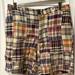 J. Crew Multi-Color Patchwork Plaid Flat Front Men's Shorts